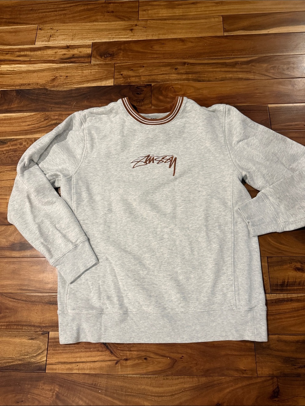 Stussy brown and grey sweatshirt